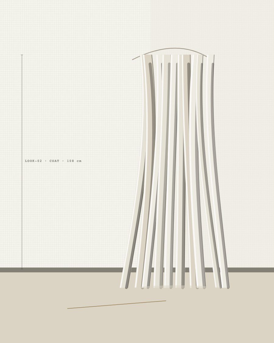 Look 02 — silk twill, bias line